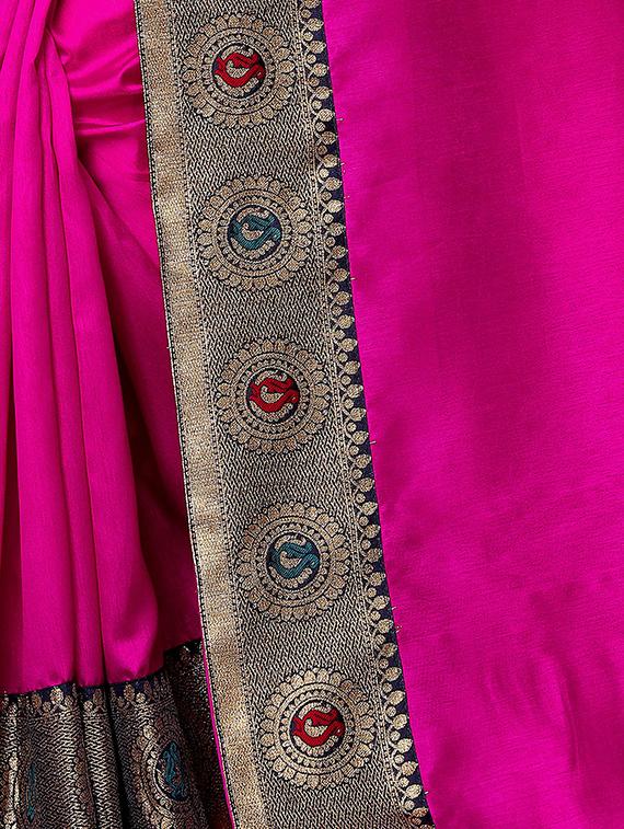 solid bordered saree with blouse - 16872678 - Zoom Image - 4