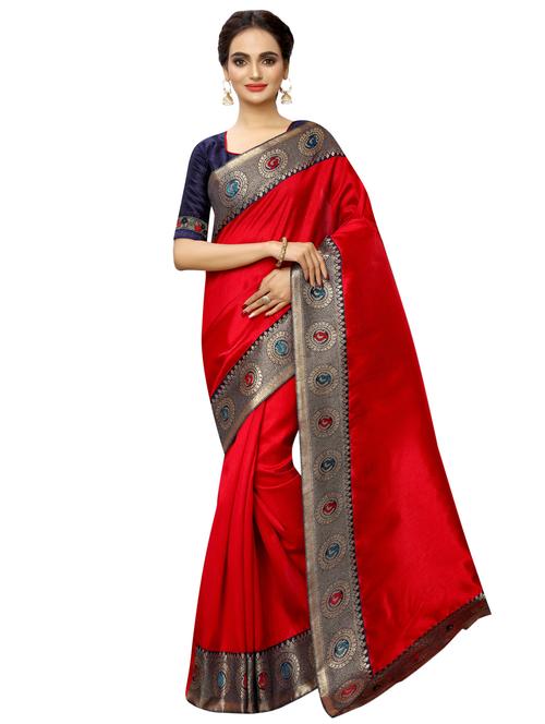 solid bordered saree with blouse - 16872679 - Very Small Image - 1