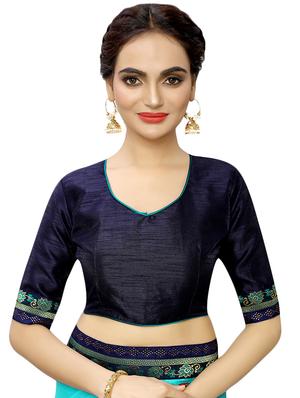 solid bordered saree with blouse - 16872682 - Standard Image - 3