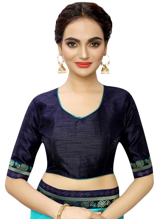 solid bordered saree with blouse - 16872682 - Zoom Image - 3