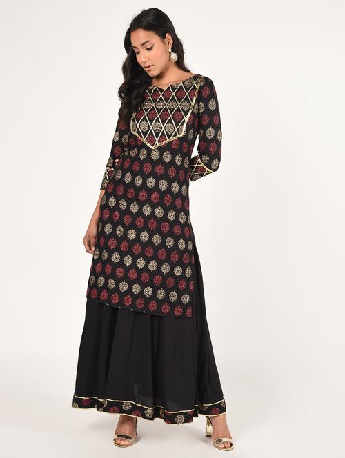 block print kurta skirt set - 16873025 - Standard Image - 1