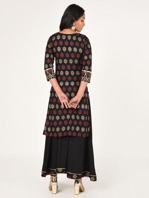 block print kurta skirt set - 16873025 - Standard Image - 3