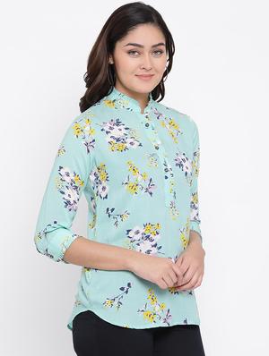 mandarin neck floral top - 16873126 - Standard Image - 2