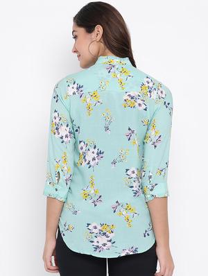 mandarin neck floral top - 16873126 - Standard Image - 3