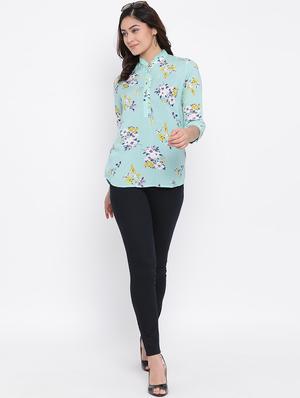 mandarin neck floral top - 16873126 - Standard Image - 4