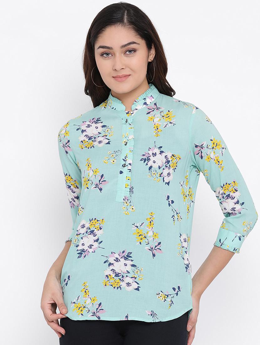 mandarin neck floral top - 16873126 - Zoom Image - 1