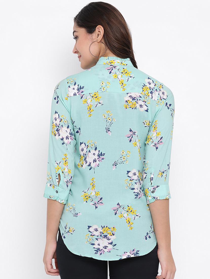 mandarin neck floral top - 16873126 - Zoom Image - 3