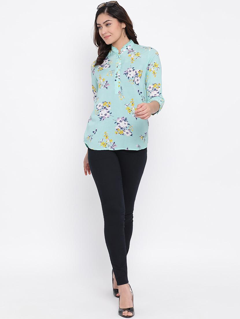 mandarin neck floral top - 16873126 - Zoom Image - 4