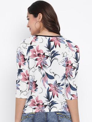 round neck floral top - 16873129 - Standard Image - 3