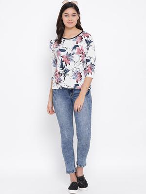 round neck floral top - 16873129 - Standard Image - 4