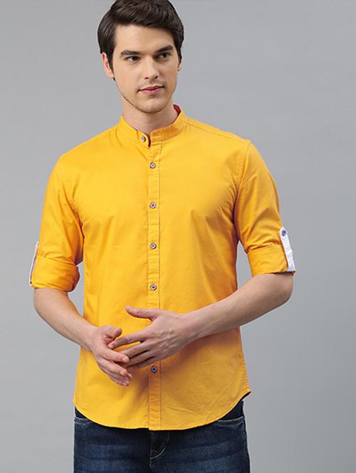 yellow solid casual shirt - 16873239 - Standard Image - 1