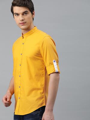 yellow solid casual shirt - 16873239 - Standard Image - 2