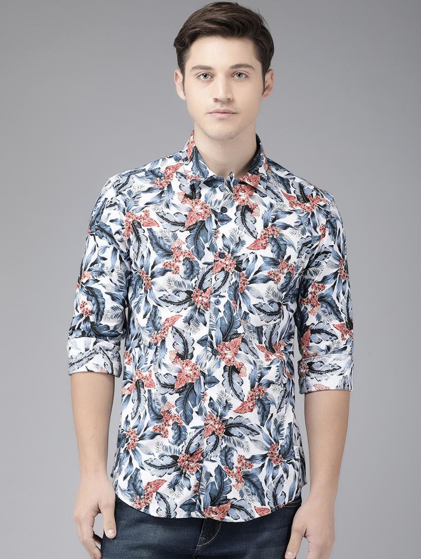 blue floral printed casual shirt - 16873246 - Zoom Image - 1