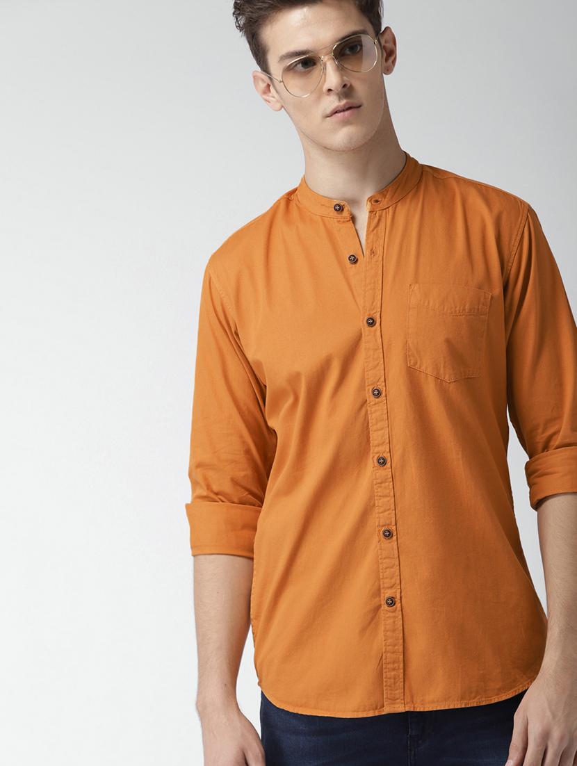 orange solid casual shirt - 16873292 - Zoom Image - 1