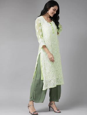 chikiankari straight kurta - 16873310 - Standard Image - 2