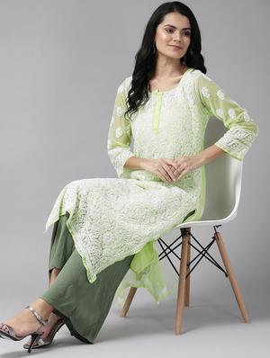 chikiankari straight kurta - 16873310 - Standard Image - 4