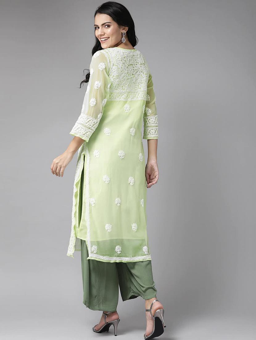 chikiankari straight kurta - 16873310 - Zoom Image - 3