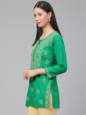 chikankari straight kurti - 16873318 - Standard Image - 2