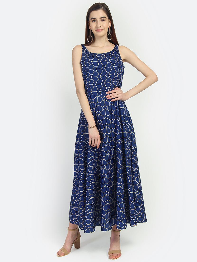 tie back geometric maxi dress - 16874353 - Zoom Image - 1