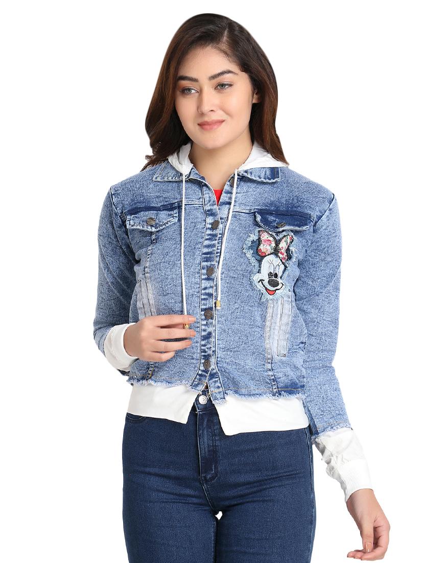 quirky patch denim hoodie - 16875040 - Zoom Image - 1