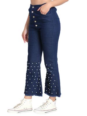 pearl embellished high rise jeans - 16875051 - Standard Image - 2