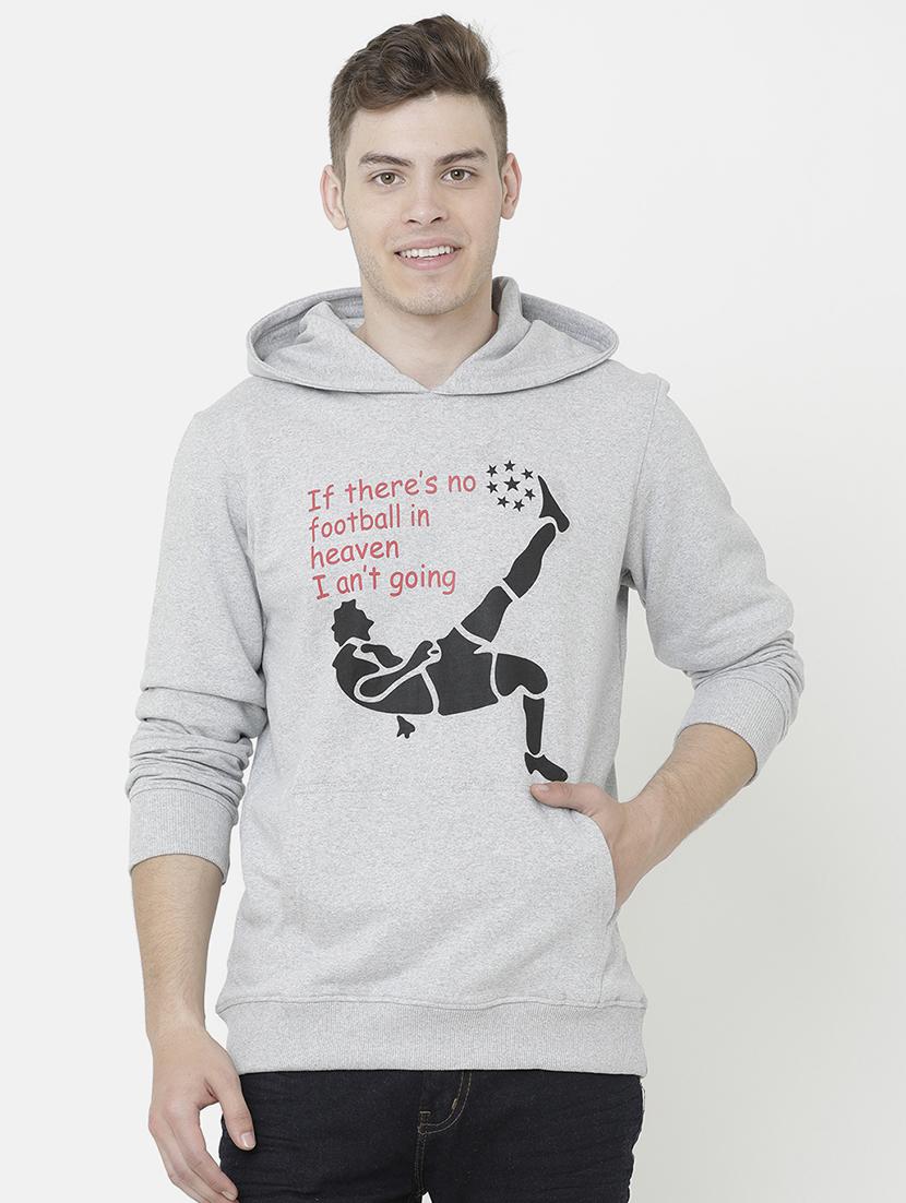 grey chest print fleece sweatshirt - 16876283 - Zoom Image - 1