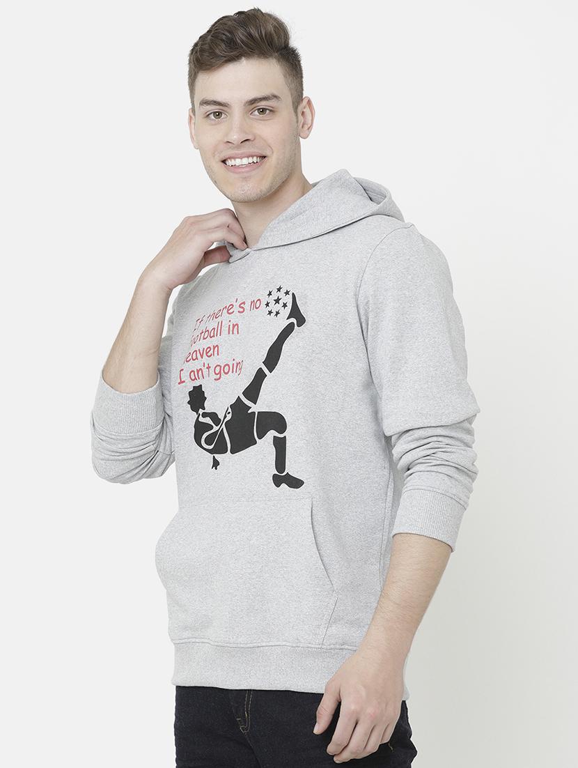 grey chest print fleece sweatshirt - 16876283 - Zoom Image - 2