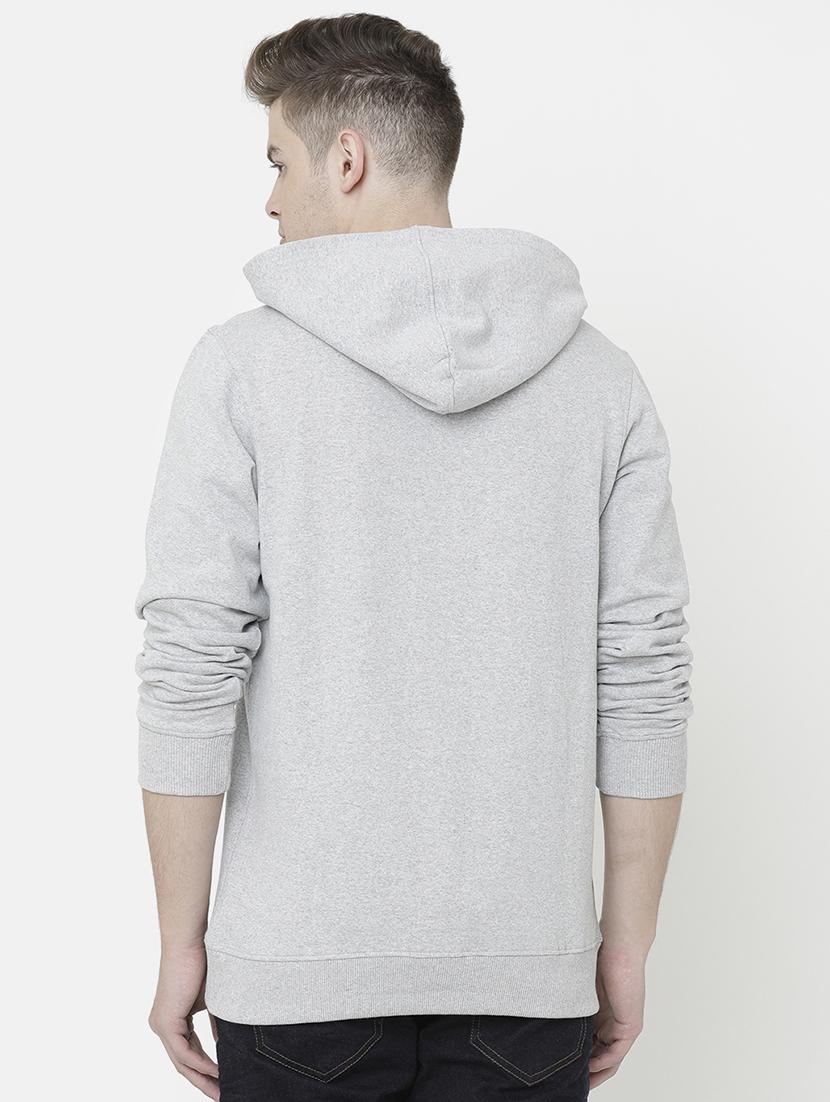 grey chest print fleece sweatshirt - 16876283 - Zoom Image - 3