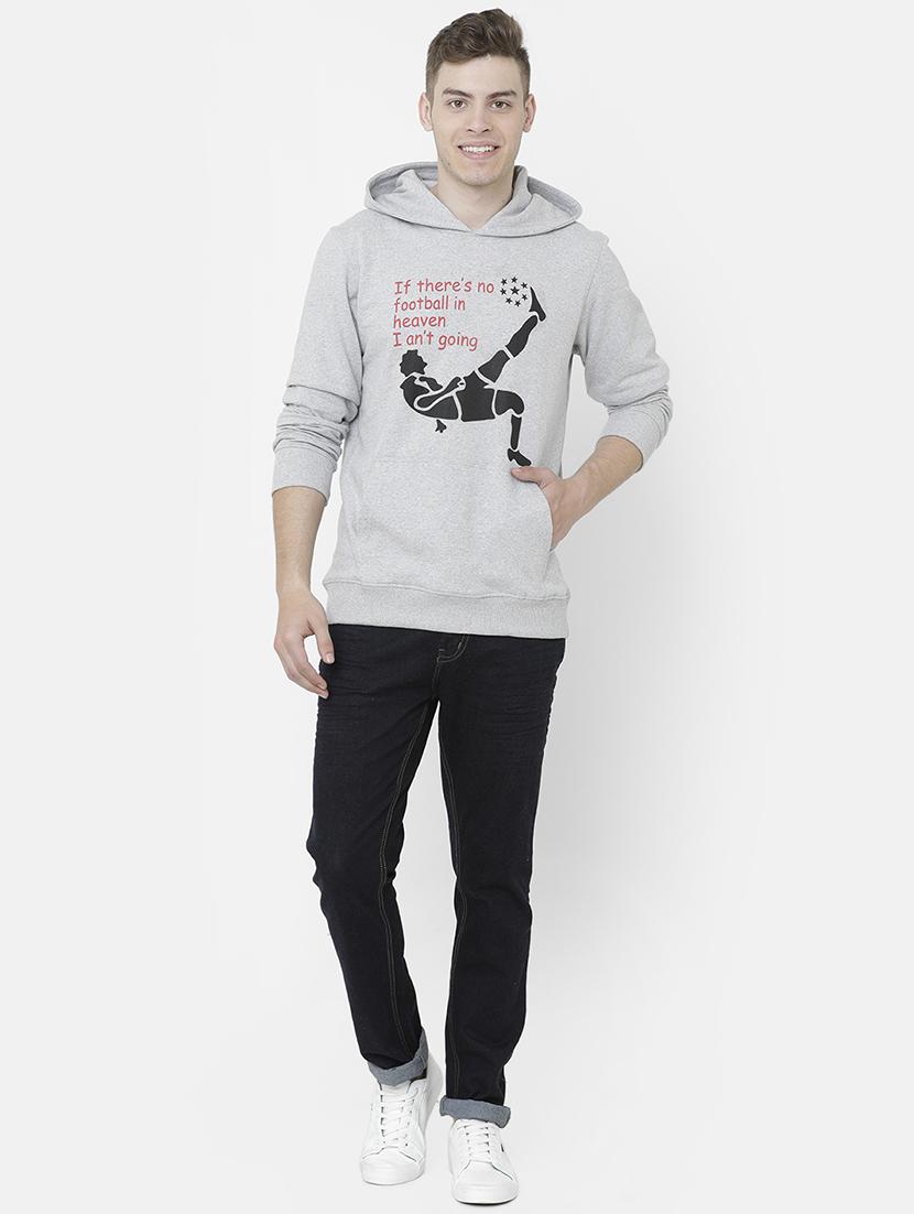 grey chest print fleece sweatshirt - 16876283 - Zoom Image - 4