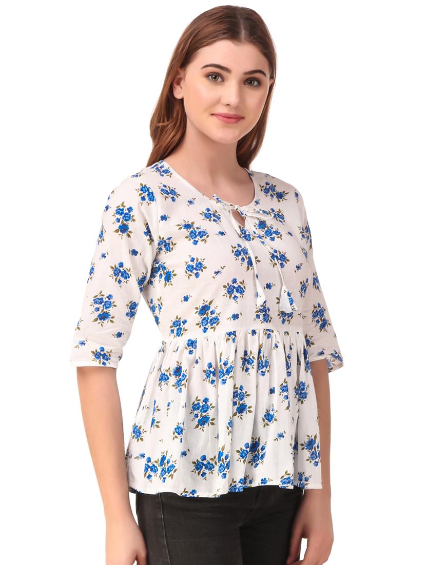 tie up neck floral top - 16876628 - Zoom Image - 2