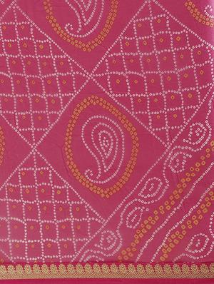 bandhani printed saree with blouse - 16876969 - Standard Image - 4
