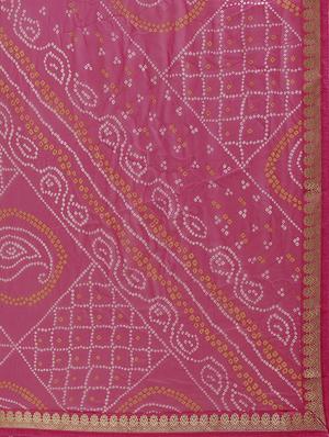 bandhani printed saree with blouse - 16876969 - Standard Image - 5