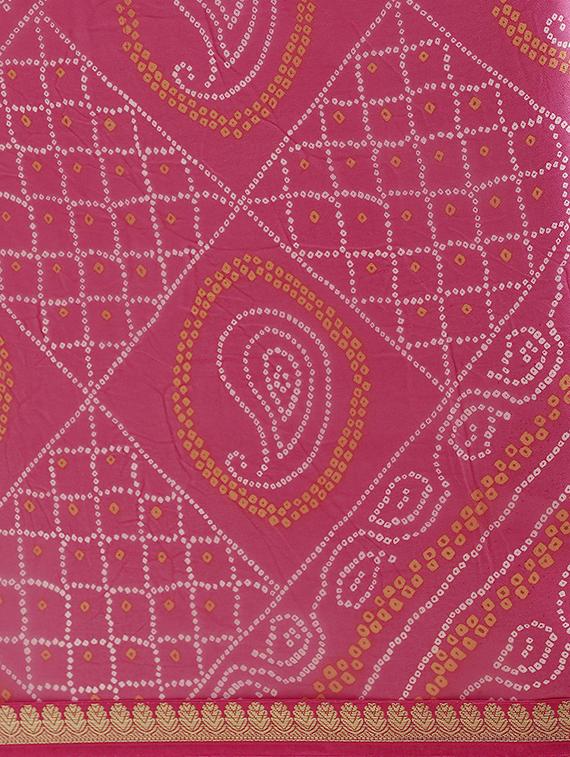 bandhani printed saree with blouse - 16876969 - Zoom Image - 4