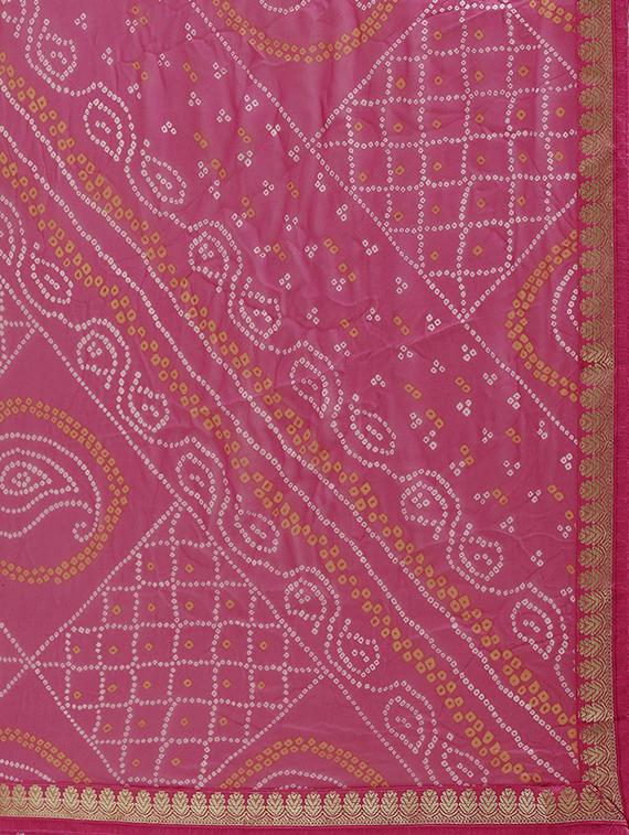 bandhani printed saree with blouse - 16876969 - Zoom Image - 5