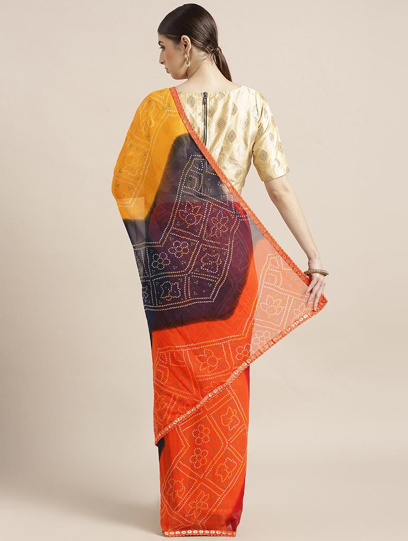 bandhani printed saree with blouse - 16876972 - Zoom Image - 2