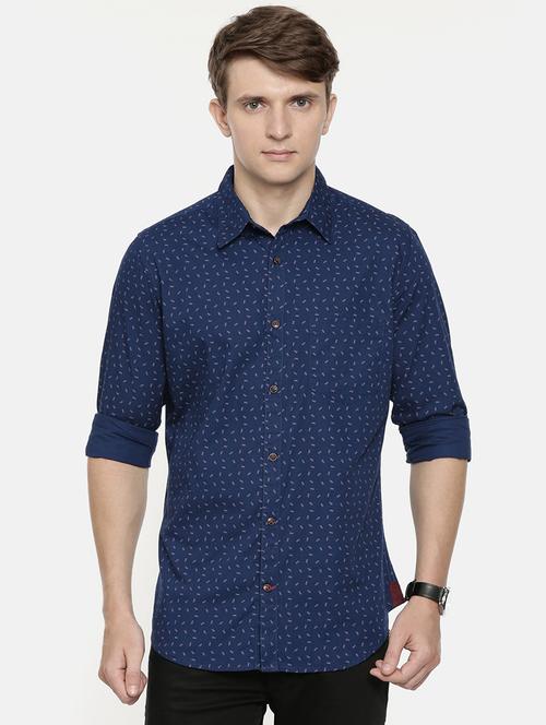 navy blue printed casual shirt - 16876997 - Standard Image - 1