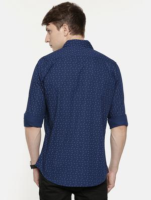 navy blue printed casual shirt - 16876997 - Standard Image - 3