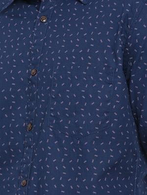 navy blue printed casual shirt - 16876997 - Standard Image - 5
