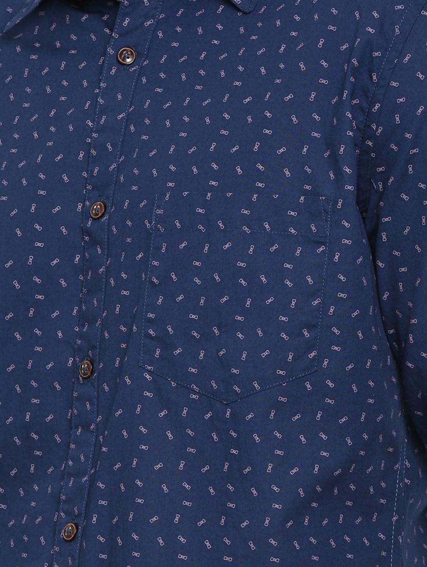 navy blue printed casual shirt - 16876997 - Zoom Image - 5