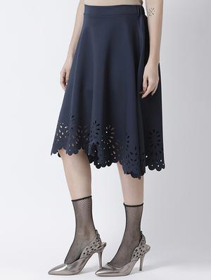 high rise scallop hem flared skirt - 16877561 - Standard Image - 2