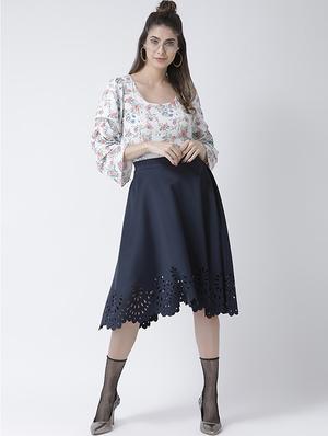 high rise scallop hem flared skirt - 16877561 - Standard Image - 4