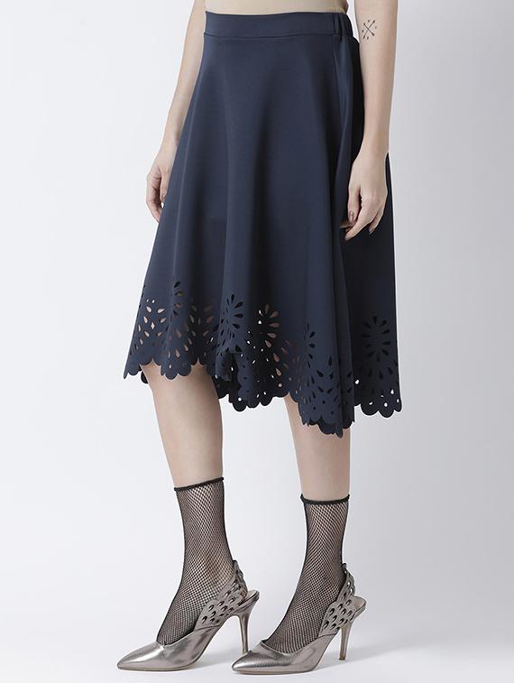 high rise scallop hem flared skirt - 16877561 - Zoom Image - 2
