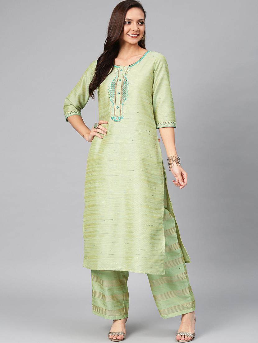 embroidered kurta palazzo set - 16878276 - Zoom Image - 1
