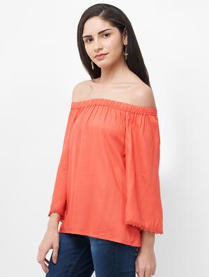 off shoulder solid top - 16878394 - Standard Image - 2