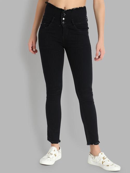high rise frayed detail jeans - 16878863 - Standard Image - 1