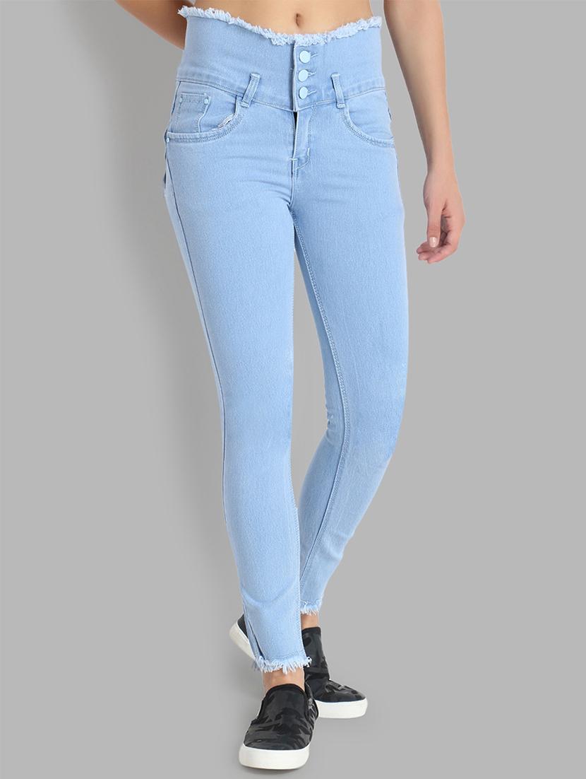 high rise frayed detail jeans - 16878866 - Zoom Image - 1