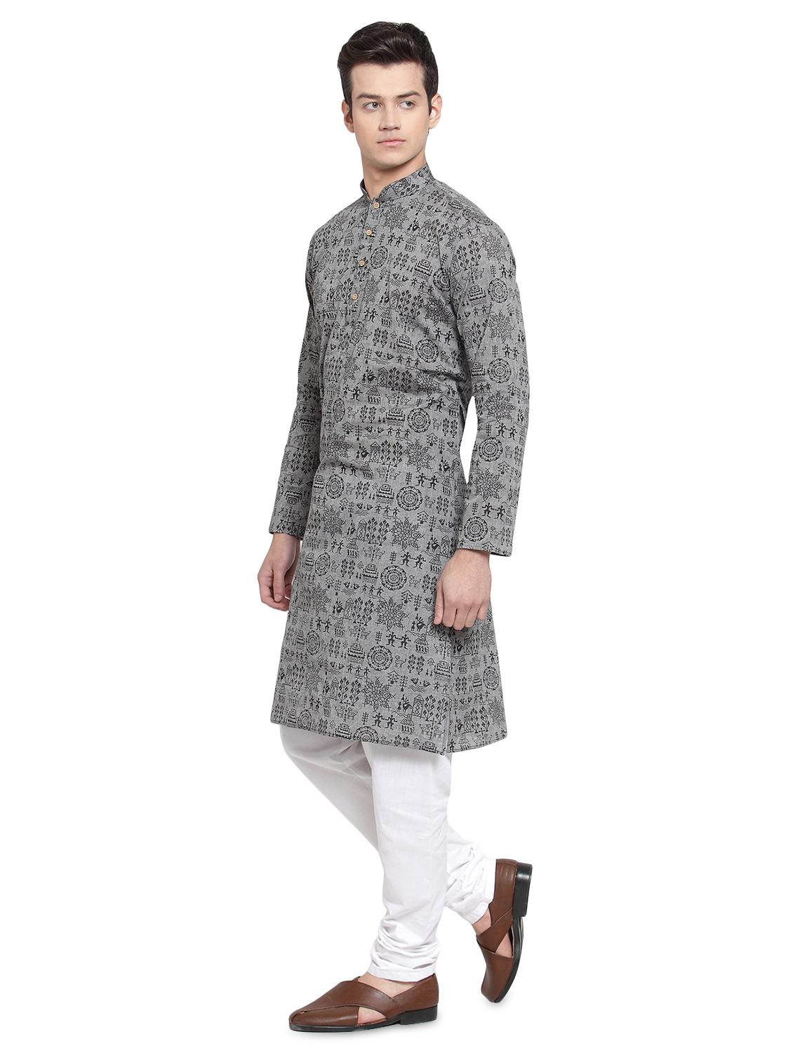 grey printed kurta pyjama set - 16878935 - Zoom Image - 2