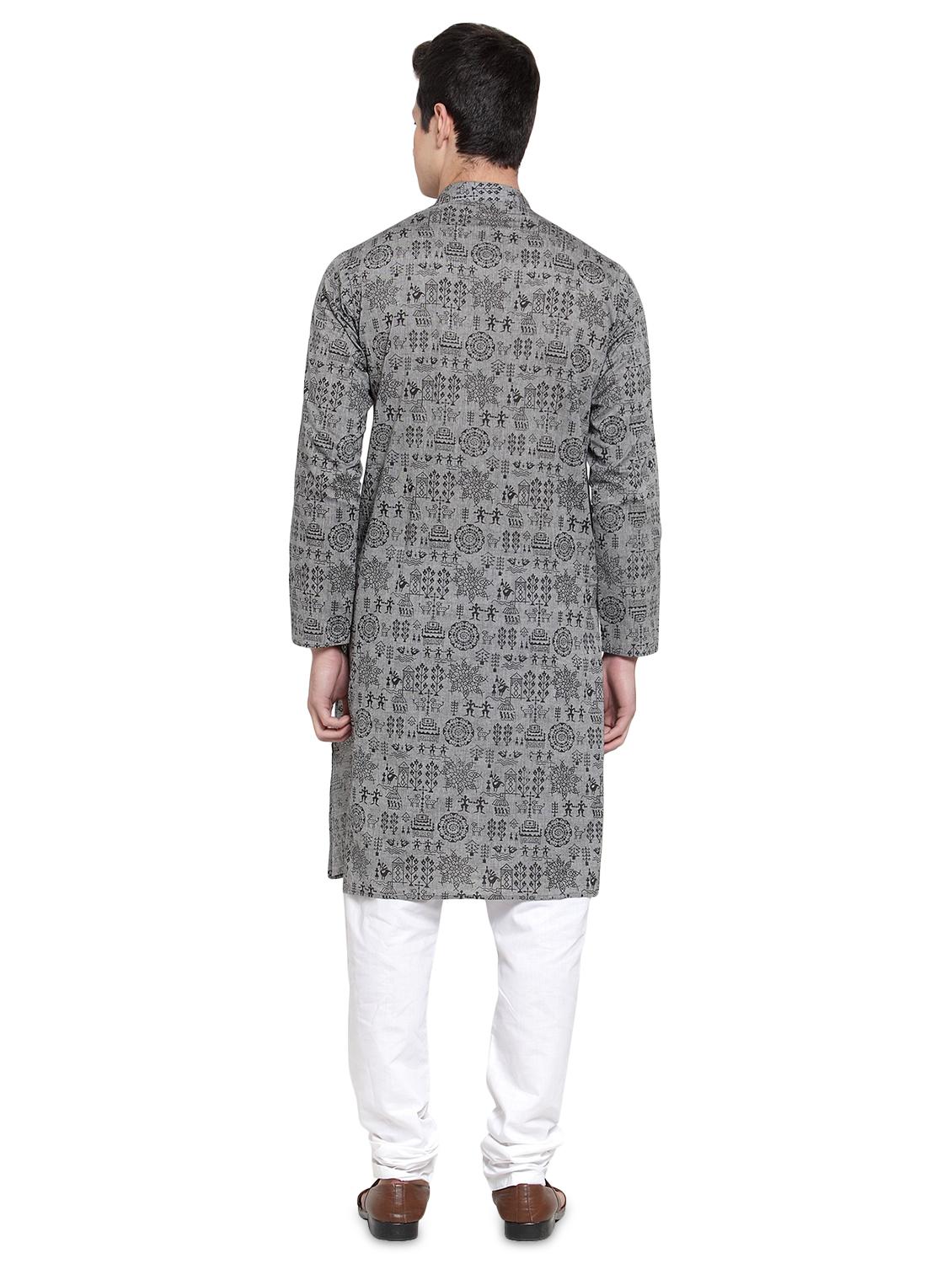 grey printed kurta pyjama set - 16878935 - Zoom Image - 3