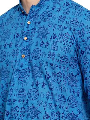 blue printed kurta pyjama set - 16878938 - Standard Image - 4
