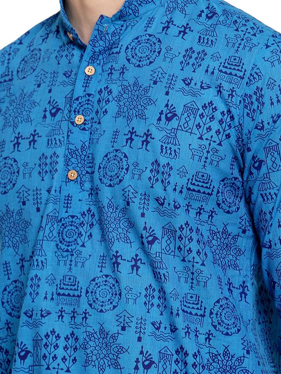 blue printed kurta pyjama set - 16878938 - Zoom Image - 4